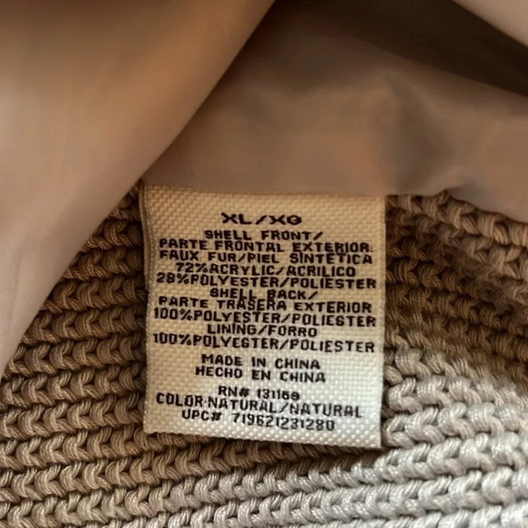 Debby Collection Faur Long Hair Animal Fur size XL Vest back sweater polyester - Picture 3 of 8